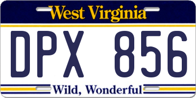 WV license plate DPX856