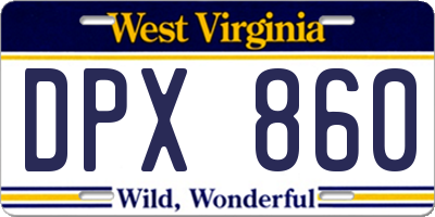 WV license plate DPX860