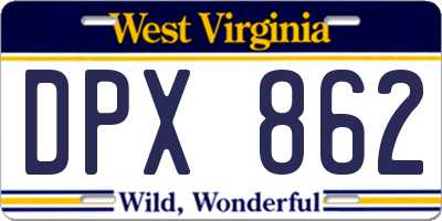 WV license plate DPX862
