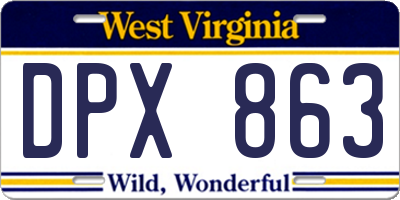 WV license plate DPX863