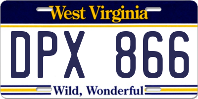 WV license plate DPX866