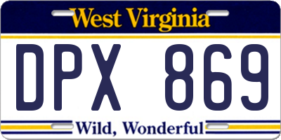 WV license plate DPX869