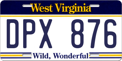 WV license plate DPX876