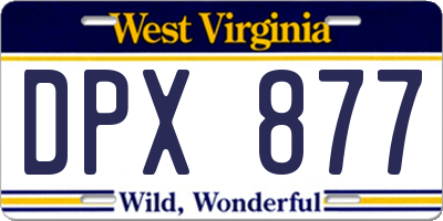 WV license plate DPX877
