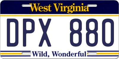 WV license plate DPX880