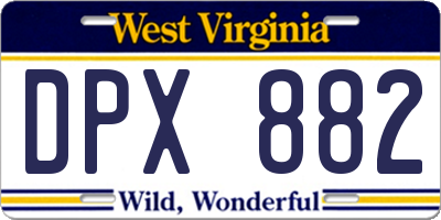 WV license plate DPX882