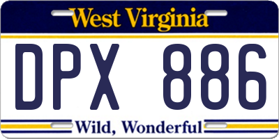 WV license plate DPX886