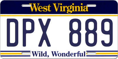 WV license plate DPX889