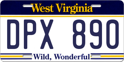 WV license plate DPX890