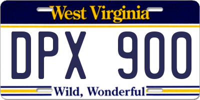 WV license plate DPX900