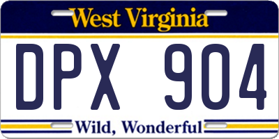 WV license plate DPX904