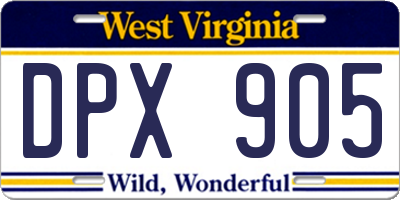 WV license plate DPX905