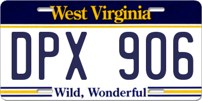 WV license plate DPX906