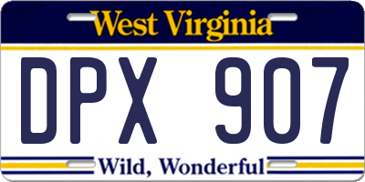 WV license plate DPX907