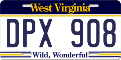 WV license plate DPX908