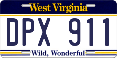 WV license plate DPX911