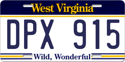 WV license plate DPX915