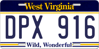WV license plate DPX916