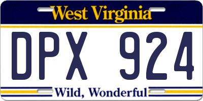 WV license plate DPX924