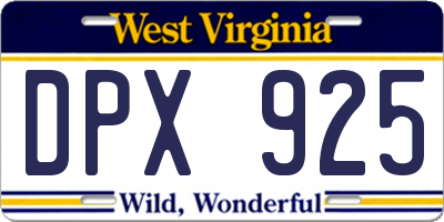 WV license plate DPX925