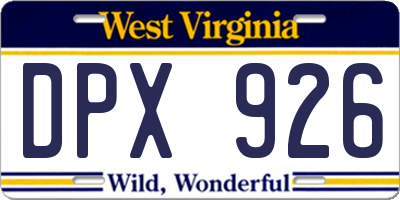 WV license plate DPX926
