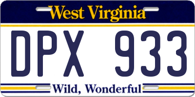 WV license plate DPX933
