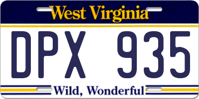 WV license plate DPX935