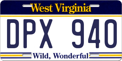 WV license plate DPX940