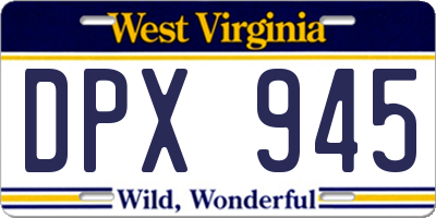 WV license plate DPX945