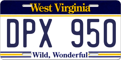 WV license plate DPX950