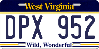 WV license plate DPX952