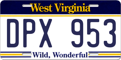 WV license plate DPX953