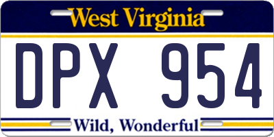 WV license plate DPX954