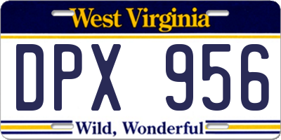 WV license plate DPX956