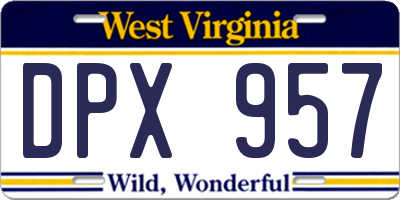 WV license plate DPX957