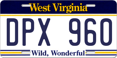 WV license plate DPX960