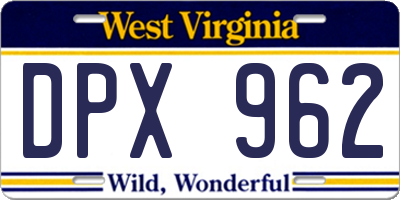 WV license plate DPX962