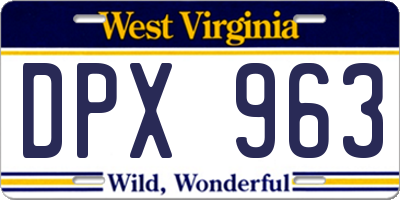 WV license plate DPX963