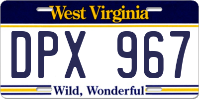 WV license plate DPX967