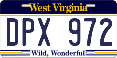 WV license plate DPX972