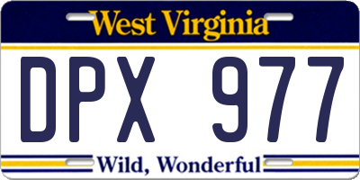WV license plate DPX977