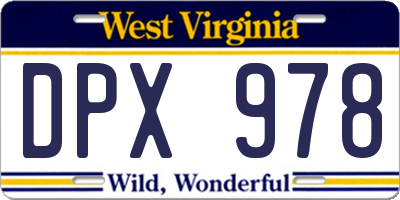WV license plate DPX978