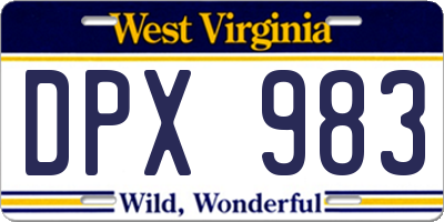 WV license plate DPX983