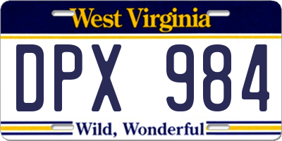 WV license plate DPX984