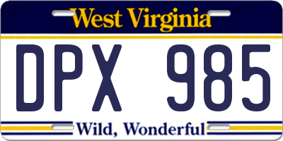 WV license plate DPX985