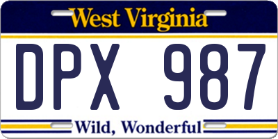 WV license plate DPX987