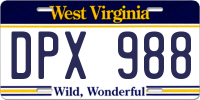 WV license plate DPX988