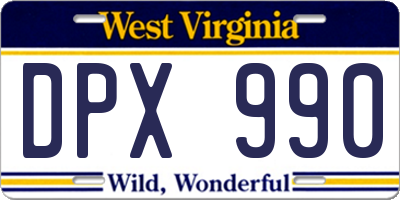 WV license plate DPX990