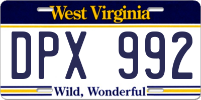 WV license plate DPX992