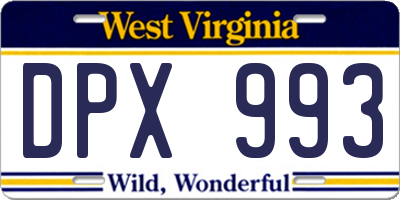 WV license plate DPX993